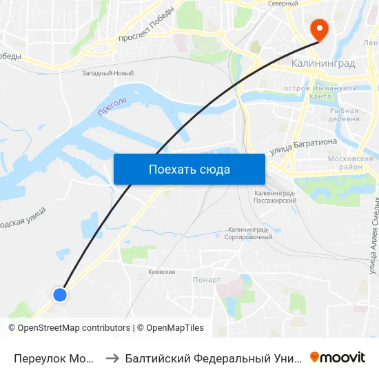Переулок Можайский (В Центр) to Балтийский Федеральный Университет Имени Иммануила Канта map