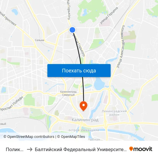 Поликлиника to Балтийский Федеральный Университет Имени Иммануила Канта map