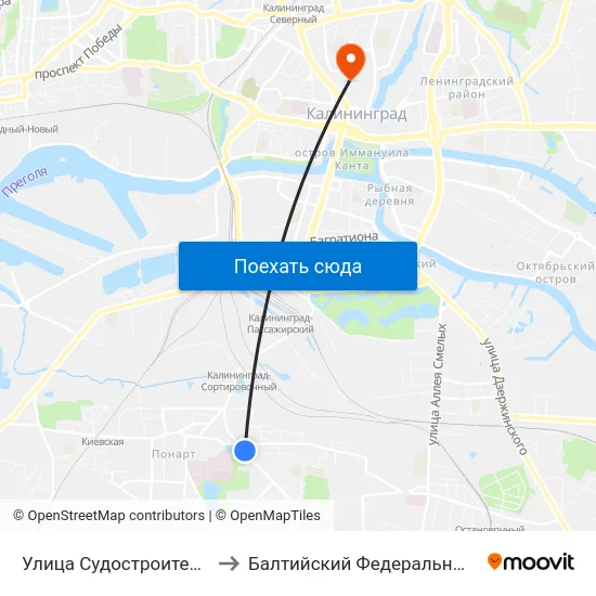 Улица Судостроительная (На Ул. Батальная, В Центр) to Балтийский Федеральный Университет Имени Иммануила Канта map