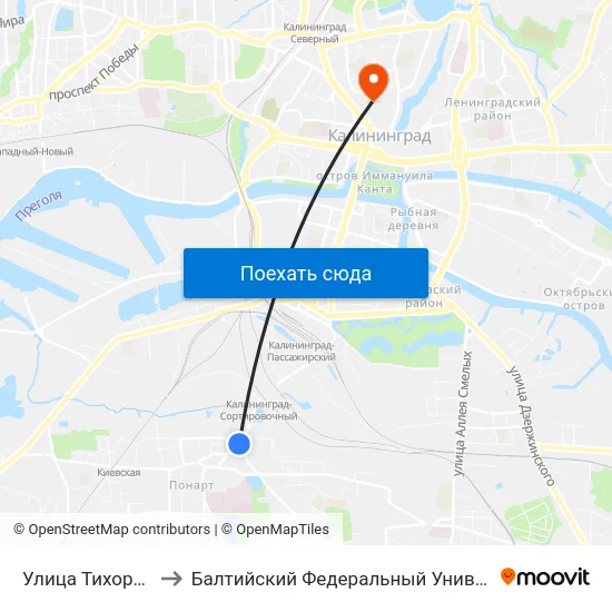 Улица Тихорецкая (В Центр) to Балтийский Федеральный Университет Имени Иммануила Канта map