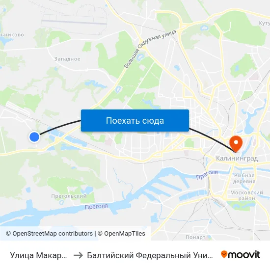 Улица Макаренко (Из Центра) to Балтийский Федеральный Университет Имени Иммануила Канта map