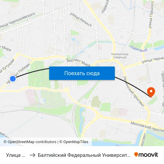 Улица Огарёва to Балтийский Федеральный Университет Имени Иммануила Канта map