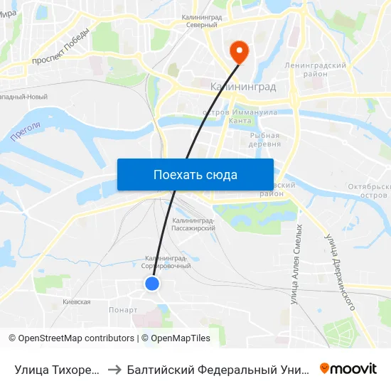 Улица Тихорецкая (Из Центра) to Балтийский Федеральный Университет Имени Иммануила Канта map