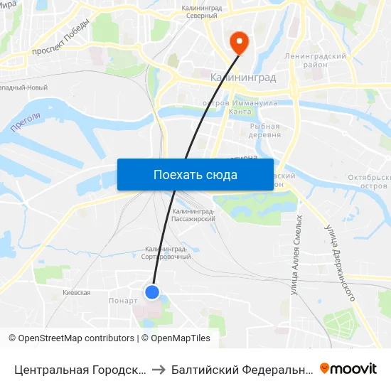 Центральная Городская Клиническая Больница (Из Центра) to Балтийский Федеральный Университет Имени Иммануила Канта map