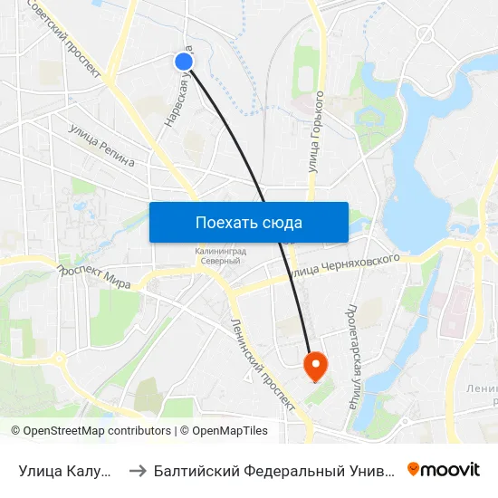 Улица Калужская (В Центр) to Балтийский Федеральный Университет Имени Иммануила Канта map