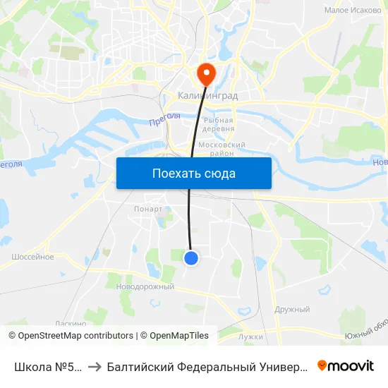 Школа №56 (В Центр) to Балтийский Федеральный Университет Имени Иммануила Канта map