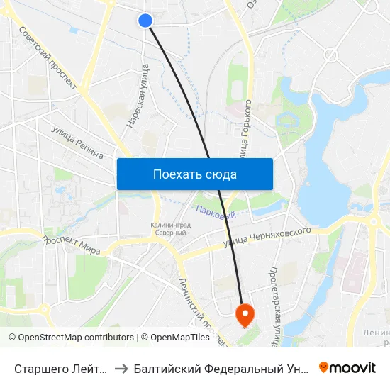 Старшего Лейтенанта Сибирякова to Балтийский Федеральный Университет Имени Иммануила Канта map