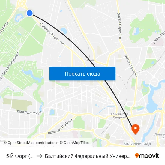 5-Й Форт (Из Центра) to Балтийский Федеральный Университет Имени Иммануила Канта map