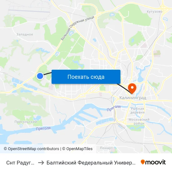 Снт Радуга (В Центр) to Балтийский Федеральный Университет Имени Иммануила Канта map