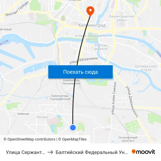 Улица Сержанта Щедина (В Центр) to Балтийский Федеральный Университет Имени Иммануила Канта map