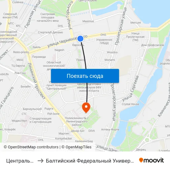 Центральный Рынок to Балтийский Федеральный Университет Имени Иммануила Канта map