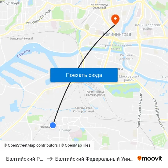 Балтийский Рынок (Из Центра) to Балтийский Федеральный Университет Имени Иммануила Канта map