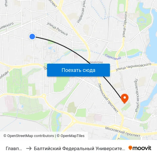Главпочтамт to Балтийский Федеральный Университет Имени Иммануила Канта map