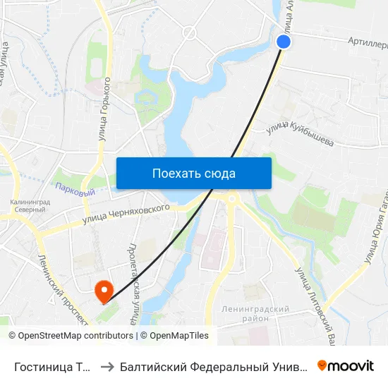 Гостиница Турист (В Центр) to Балтийский Федеральный Университет Имени Иммануила Канта map