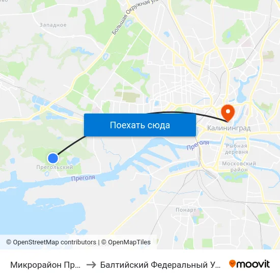 Микрорайон Прегольский (Конечная) to Балтийский Федеральный Университет Имени Иммануила Канта map