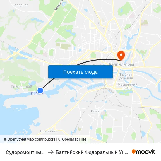 Судоремонтный Завод (Из Центра) to Балтийский Федеральный Университет Имени Иммануила Канта map
