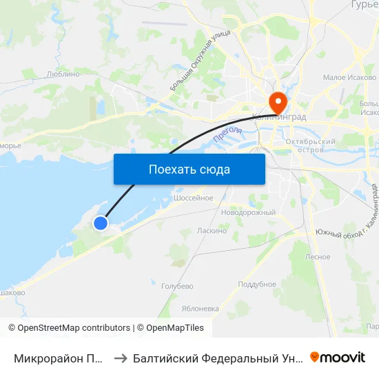Микрорайон Прибрежный (В Центр) to Балтийский Федеральный Университет Имени Иммануила Канта map