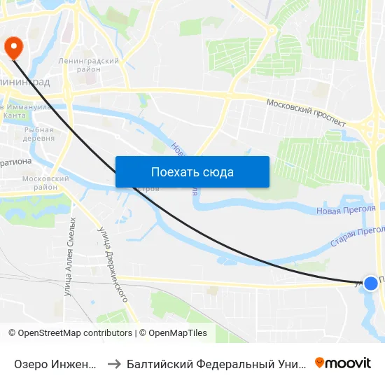Озеро Инженерное (Из Центра) to Балтийский Федеральный Университет Имени Иммануила Канта map
