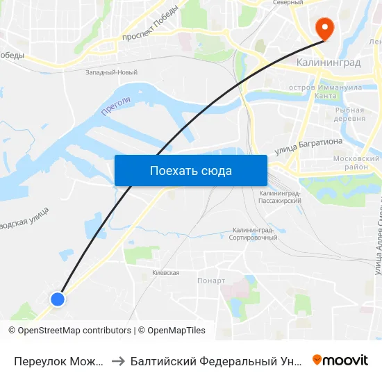 Переулок Можайский (Из Центра) to Балтийский Федеральный Университет Имени Иммануила Канта map