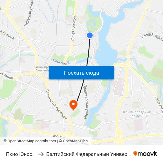 Пкио Юность (В Центр) to Балтийский Федеральный Университет Имени Иммануила Канта map