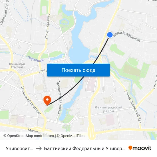 Университет (В Центр) to Балтийский Федеральный Университет Имени Иммануила Канта map