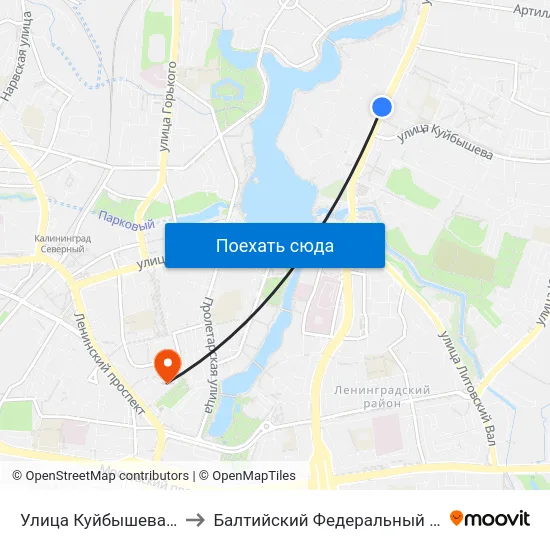 Улица Куйбышева (На Ул. Невского, В Центр) to Балтийский Федеральный Университет Имени Иммануила Канта map