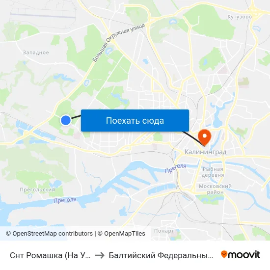 Снт Ромашка (На Ул. Тенистая Аллея, Из Центра) to Балтийский Федеральный Университет Имени Иммануила Канта map