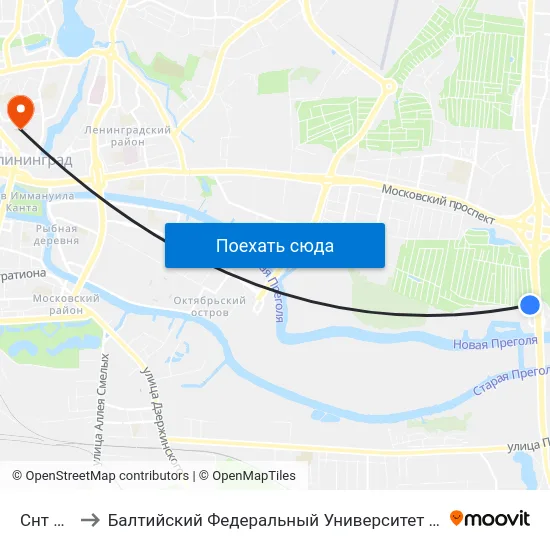 Снт Чайка to Балтийский Федеральный Университет Имени Иммануила Канта map