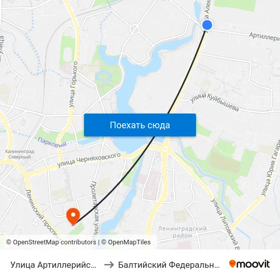 Улица Артиллерийская (На Ул. А. Невского, Из Центра) to Балтийский Федеральный Университет Имени Иммануила Канта map