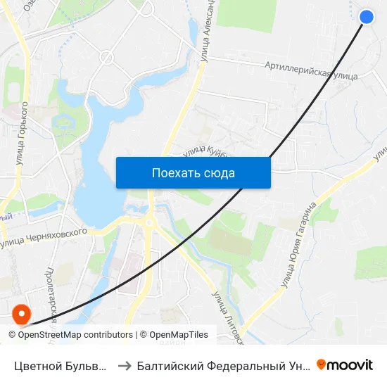 Цветной Бульвар (Дет. Сад, В Центр) to Балтийский Федеральный Университет Имени Иммануила Канта map