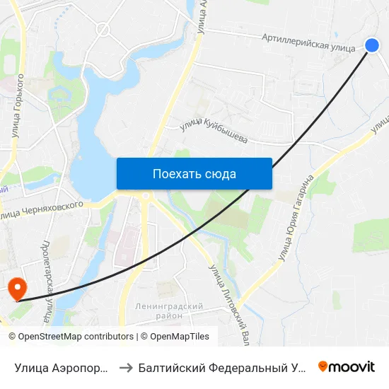 Улица Аэропортная (По Требованию) to Балтийский Федеральный Университет Имени Иммануила Канта map