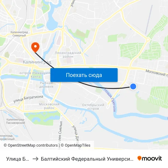 Улица Баженова to Балтийский Федеральный Университет Имени Иммануила Канта map