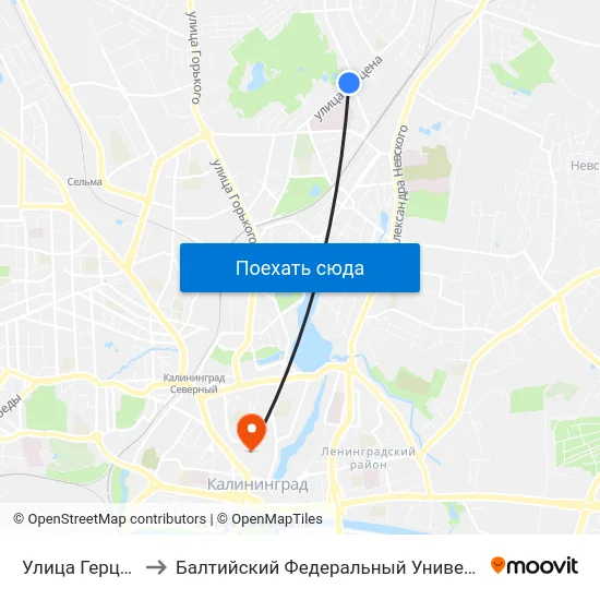 Улица Герцена (В Центр) to Балтийский Федеральный Университет Имени Иммануила Канта map