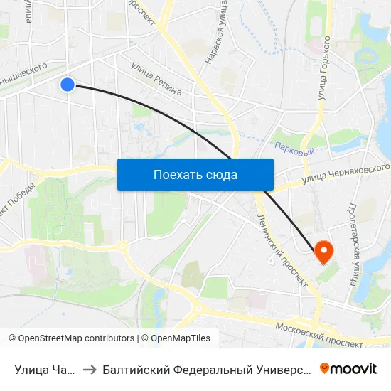 Улица Чайковского to Балтийский Федеральный Университет Имени Иммануила Канта map