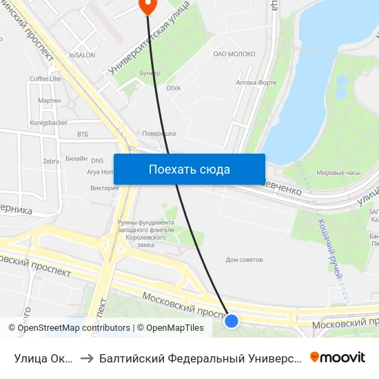 Улица Октябрьская to Балтийский Федеральный Университет Имени Иммануила Канта map