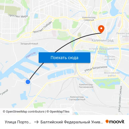 Улица Портовая (Из Центра) to Балтийский Федеральный Университет Имени Иммануила Канта map