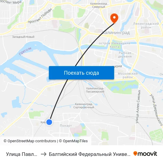 Улица Павлика Морозова to Балтийский Федеральный Университет Имени Иммануила Канта map