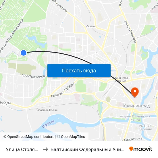 Улица Столярная (Из Центра) to Балтийский Федеральный Университет Имени Иммануила Канта map