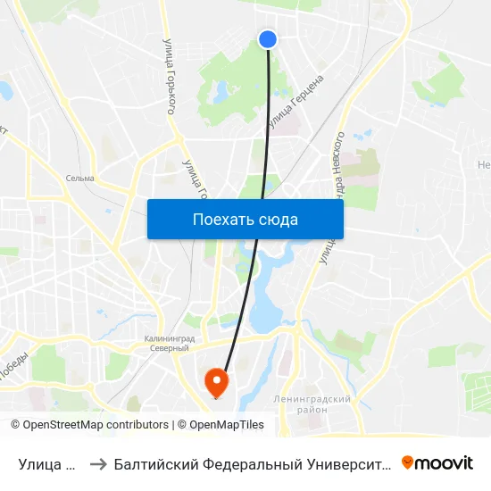 Улица Платова to Балтийский Федеральный Университет Имени Иммануила Канта map