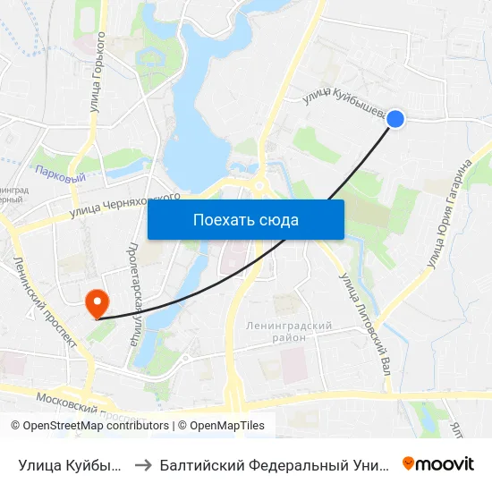 Улица Куйбышева (Из Центра) to Балтийский Федеральный Университет Имени Иммануила Канта map