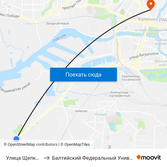 Улица Щепкина (Из Центра) to Балтийский Федеральный Университет Имени Иммануила Канта map