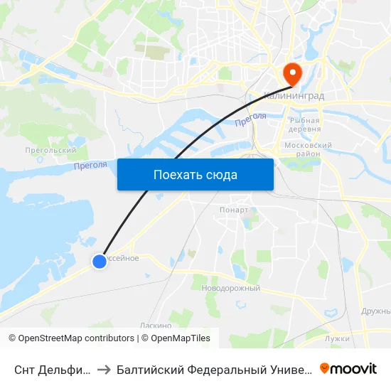 Снт Дельфин (Из Центра) to Балтийский Федеральный Университет Имени Иммануила Канта map