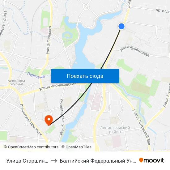 Улица Старшины Дадаева (В Центр) to Балтийский Федеральный Университет Имени Иммануила Канта map