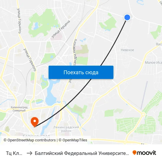 Тц Клондайк to Балтийский Федеральный Университет Имени Иммануила Канта map