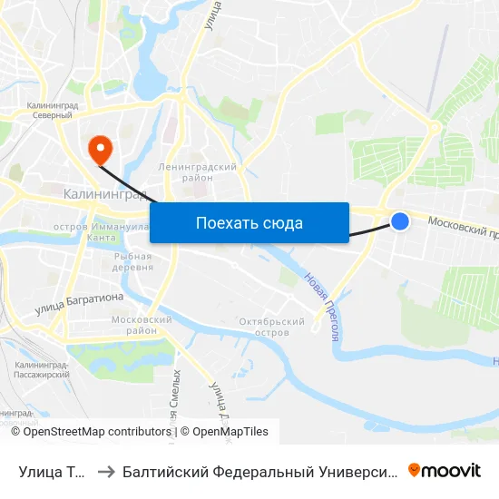 Улица Толбухина to Балтийский Федеральный Университет Имени Иммануила Канта map