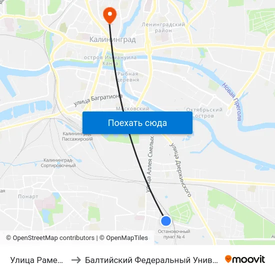 Улица Раменская (В Центр) to Балтийский Федеральный Университет Имени Иммануила Канта map