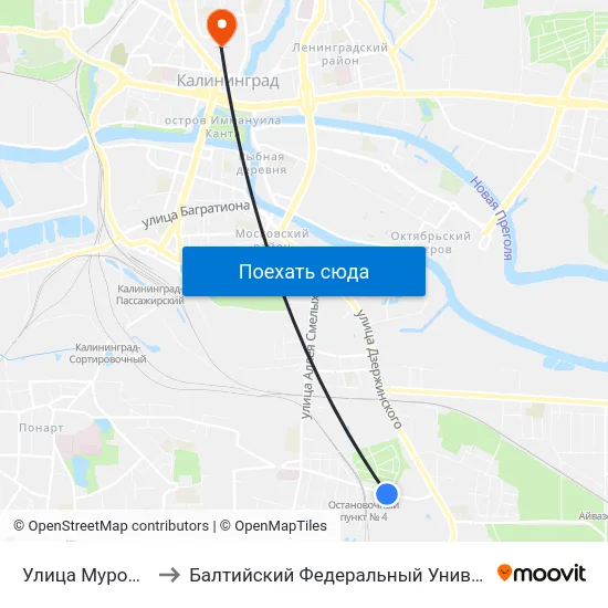 Улица Муромская (В Центр) to Балтийский Федеральный Университет Имени Иммануила Канта map