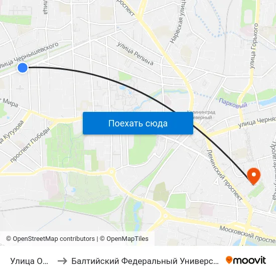 Улица Офицерская to Балтийский Федеральный Университет Имени Иммануила Канта map