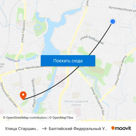 Улица Старшины Дадаева (Конечная) to Балтийский Федеральный Университет Имени Иммануила Канта map