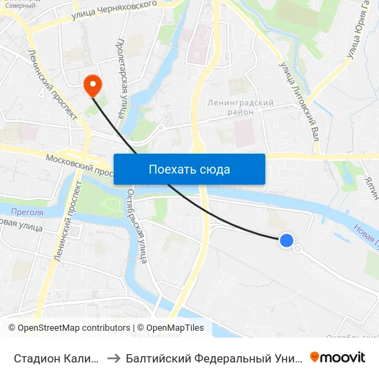 Стадион Калининград (В Центр) to Балтийский Федеральный Университет Имени Иммануила Канта map
